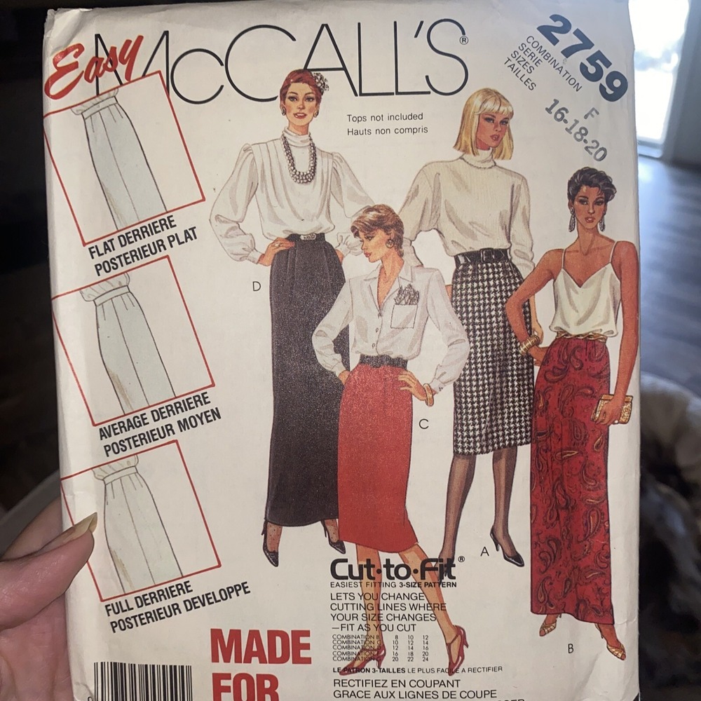 Vintage McCalls Skirt Sewing Pattern 2759 Size 16-20 Uncut Straight Maxi Midi